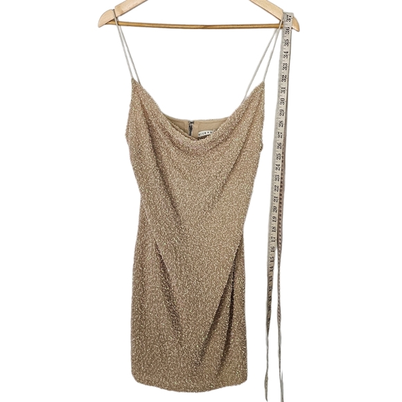 Alice + Olivia Harmie Dress Nude Sequins Mini Dress Size 6 - Picture 4 of 8